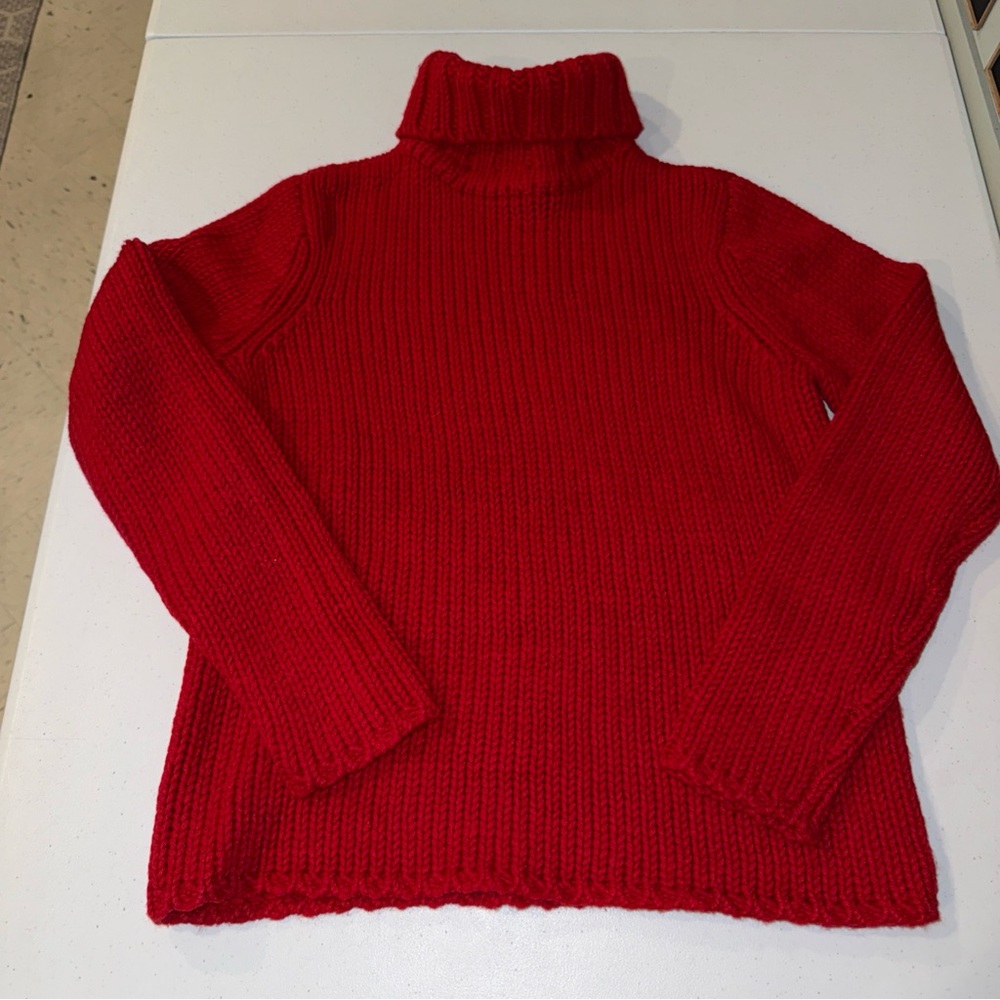 VTG Y2K‎ 90’s Gap Women’s Large Red Chunky Knit Wool Blend Turtleneck Sweater